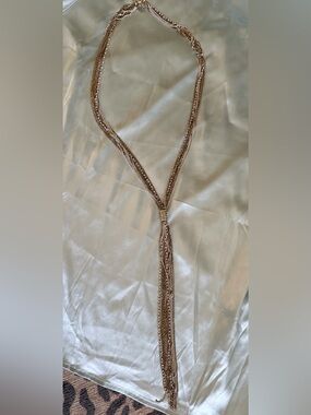 WHBM Multi-Strand Gold-Tone Tassel Y Necklace